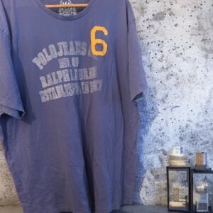 Polo Jeans Co. Blue Cotton T-Shirt Sz XXL with Spell Out Yellow 6